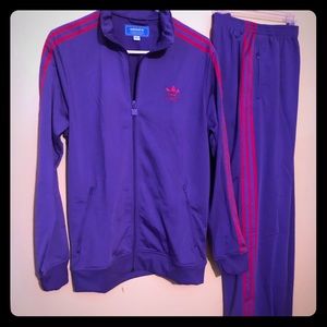 Purple and pink addida track suit